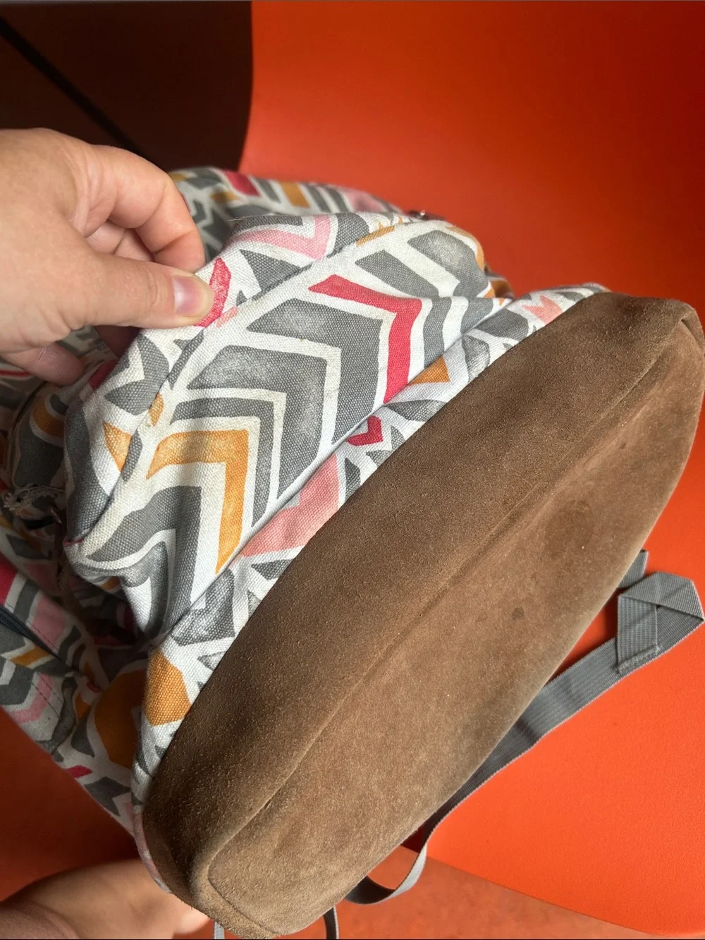 Jansport Chevron Pattern Backpack in Pink, Gray & Yellow